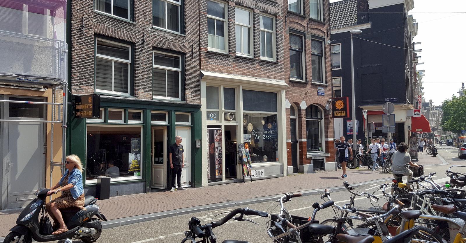 Exterior of Barney's Coffeeshop on Haarlemmerstraat, Amsterdam
