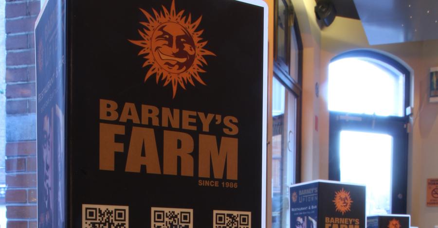 Barney's Farm branded sign and venue entrance detail