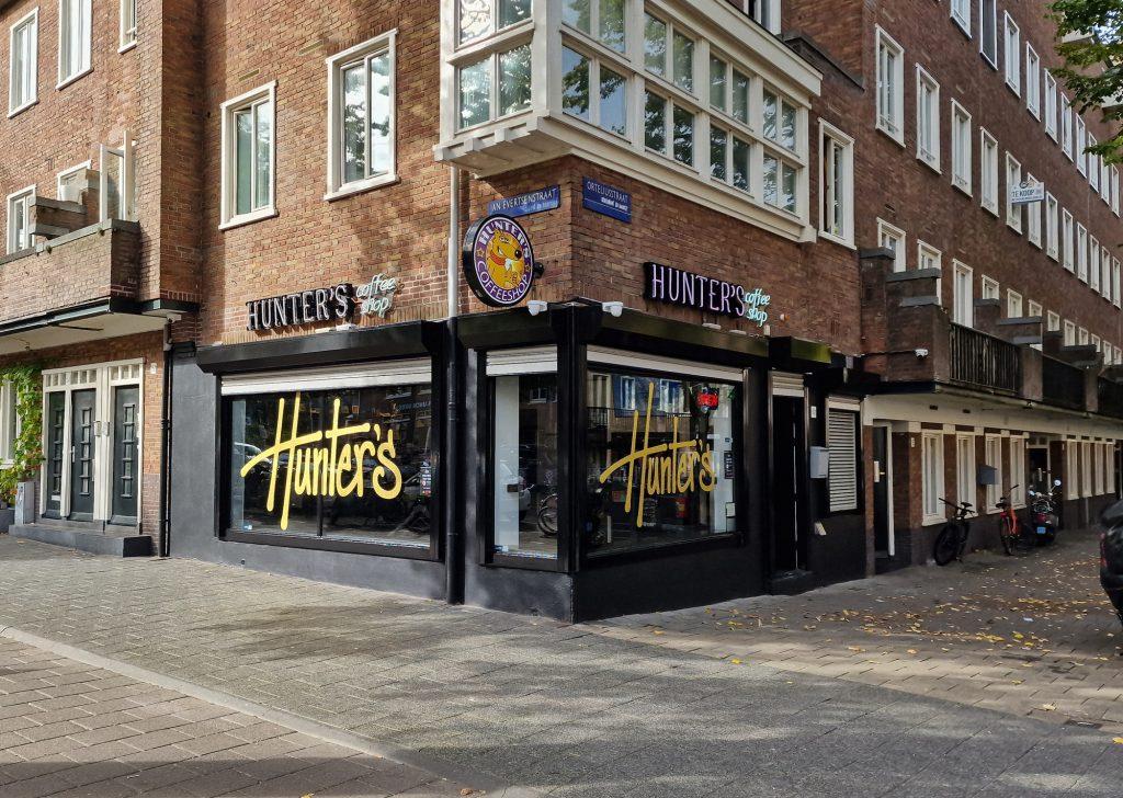 Hunter's Amsterdam West corner storefront on Orteliusstraat