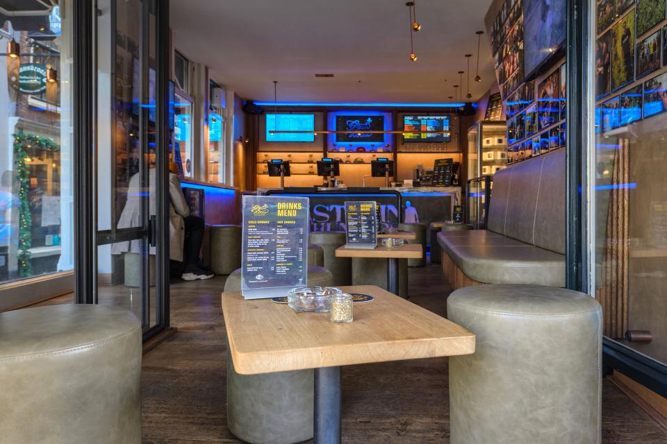 Interior seating at Strain Hunters Coffeeshop